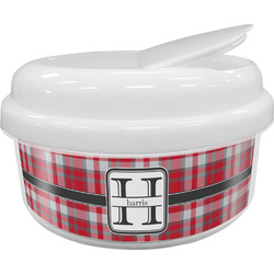 Red & Gray Plaid Snack Container (Personalized)