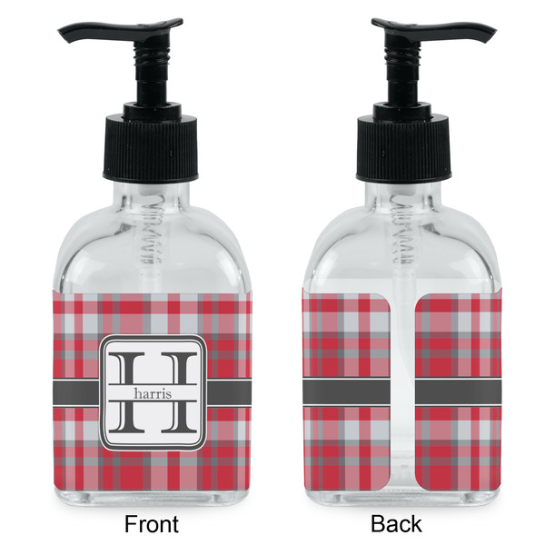 Red & Gray Plaid Glass Soap/Lotion Dispenser - Approval