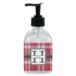 Red & Gray Plaid Glass Soap & Lotion Bottle - Single Bottle (Personalized)