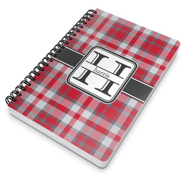 Red & Gray Plaid Spiral Journal 7 x 10 - Main