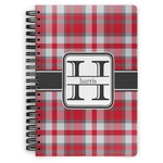 Red & Gray Plaid Spiral Notebook - 7x10 w/ Name and Initial