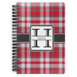 Red & Gray Plaid Spiral Notebook (Personalized)