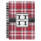 Red & Gray Plaid Spiral Notebook - 7x10 w/ Name and Initial