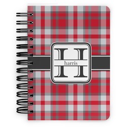 Red & Gray Plaid Spiral Notebook - 5x7 w/ Name and Initial