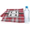 Red & Gray Plaid Sports Towel Folded with Water Bottle