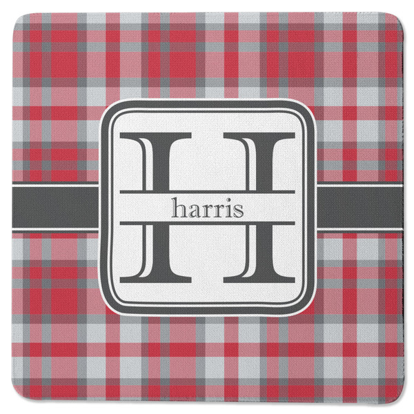 Red & Gray Plaid Square Coaster Rubber Back - Single