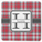 Red & Gray Plaid Square Rubber Backed Coaster (Personalized)