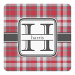 Red & Gray Plaid Square Decal - Medium (Personalized)