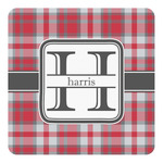 Red & Gray Plaid Square Decal - Small (Personalized)