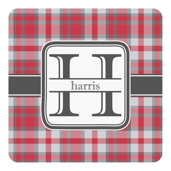 Custom Red & Gray Plaid Square Decal - Small (Personalized)