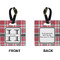 Red & Gray Plaid Square Luggage Tag (Front + Back)