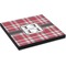 Red & Gray Plaid Square Table Top (Angle Shot)