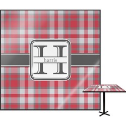 Red & Gray Plaid Square Table Top - 30" (Personalized)