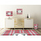 Red & Gray Plaid Square Wall Decal Wooden Desk