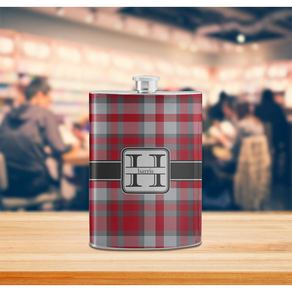 Red & Gray Plaid Stainless Steel Flask - LIFESTYLE 2