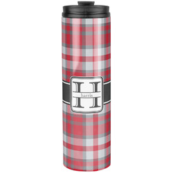 Red & Gray Plaid Stainless Steel Skinny Tumbler - 20 oz (Personalized)
