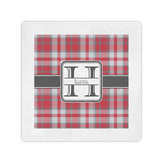 Red & Gray Plaid Standard Cocktail Napkins (Personalized)