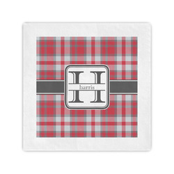 Red & Gray Plaid Standard Cocktail Napkins (Personalized)