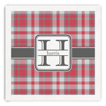 Red & Gray Plaid Paper Dinner Napkins (Personalized)