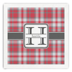 Red & Gray Plaid Paper Dinner Napkins (Personalized)