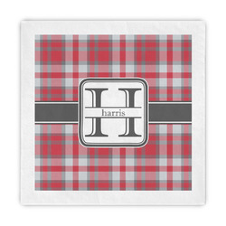 Red & Gray Plaid Decorative Paper Napkins (Personalized)