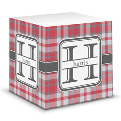 Red & Gray Plaid Sticky Note Cube (Personalized)
