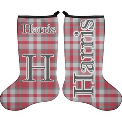 Red & Gray Plaid Holiday Stocking - Double-Sided - Neoprene (Personalized)