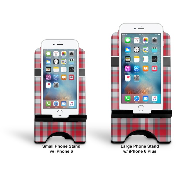 Red & Gray Plaid Stylized Phone Stand - Comparison