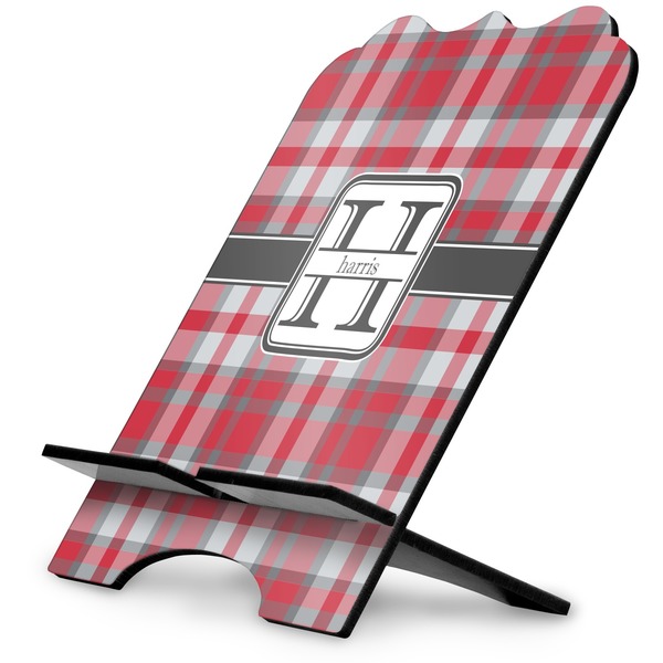 Custom Red & Gray Plaid Stylized Tablet Stand (Personalized)