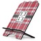 Red & Gray Plaid Stylized Tablet Stand - Side View