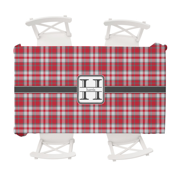 Custom Red & Gray Plaid Tablecloth - 58"x102" (Personalized)