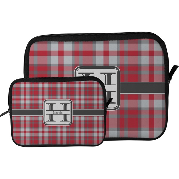 Red & Gray Plaid Tablet Sleeve (Size Comparison)