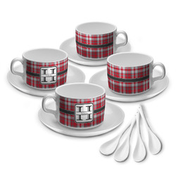 Red & Gray Plaid Tea Cup - Set of 4 (Personalized)