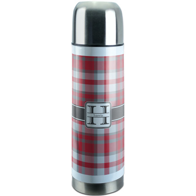 Red & Gray Plaid Stainless Steel Thermos (Personalized)
