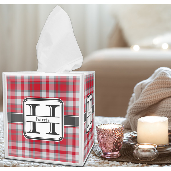 Red & Gray Plaid Tissue Box - LIFESTYLE