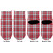 Red & Gray Plaid Toddler Ankle Socks - Double Pair - Front and Back - Apvl