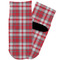 Red & Gray Plaid Toddler Ankle Socks - Single Pair - Front and Back
