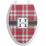 Red & Gray Plaid Toilet Seat Decal - Elongated (Personalized)
