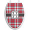 Red & Gray Plaid Toilet Seat Decal - Elongated (Personalized)