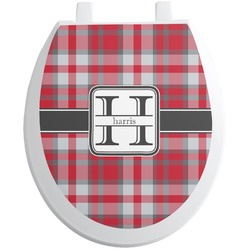 Red & Gray Plaid Toilet Seat Decal (Personalized)