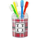 Red & Gray Plaid Toothbrush Holder (Personalized)