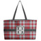 Red & Gray Plaid Tote w/Black Handles - Front View