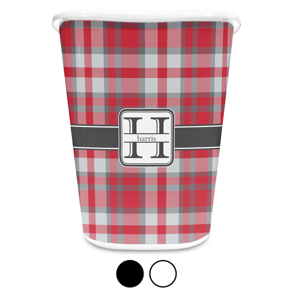 Red & Gray Plaid Custom Waste Basket