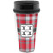 Red & Gray Plaid Acrylic Travel Mug without Handle (Personalized)
