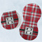 Red & Gray Plaid Two Peanut Shaped Burps - Open and Folded