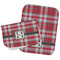 Red & Gray Plaid Two Rectangle Burp Cloths - Open & Folded