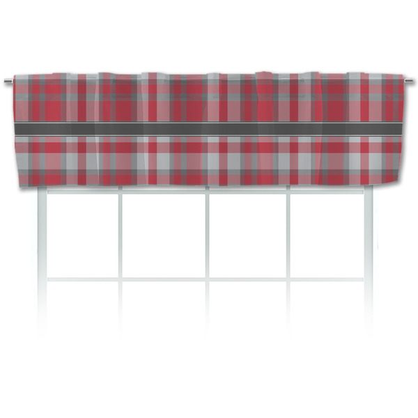 Custom Red & Gray Plaid Valance