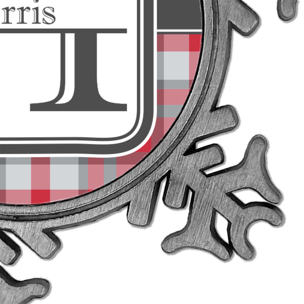 Red & Gray Plaid Vintage Snowflake - Detail