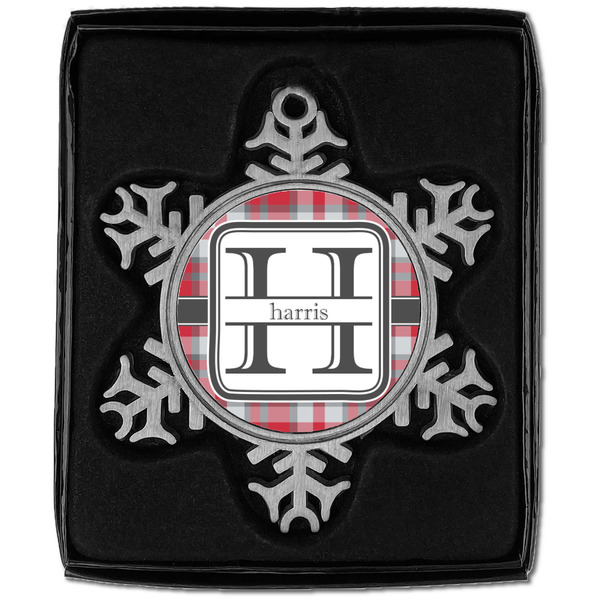 Red & Gray Plaid Vintage Snowflake - In box