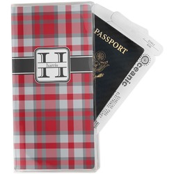 Red & Gray Plaid Travel Document Holder